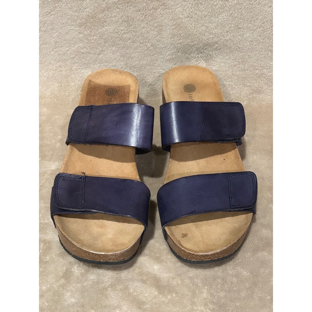 Eric Michael Lola Sabbia Lily Navy Blue Double Strap Cork Platform Sandal Sz 39